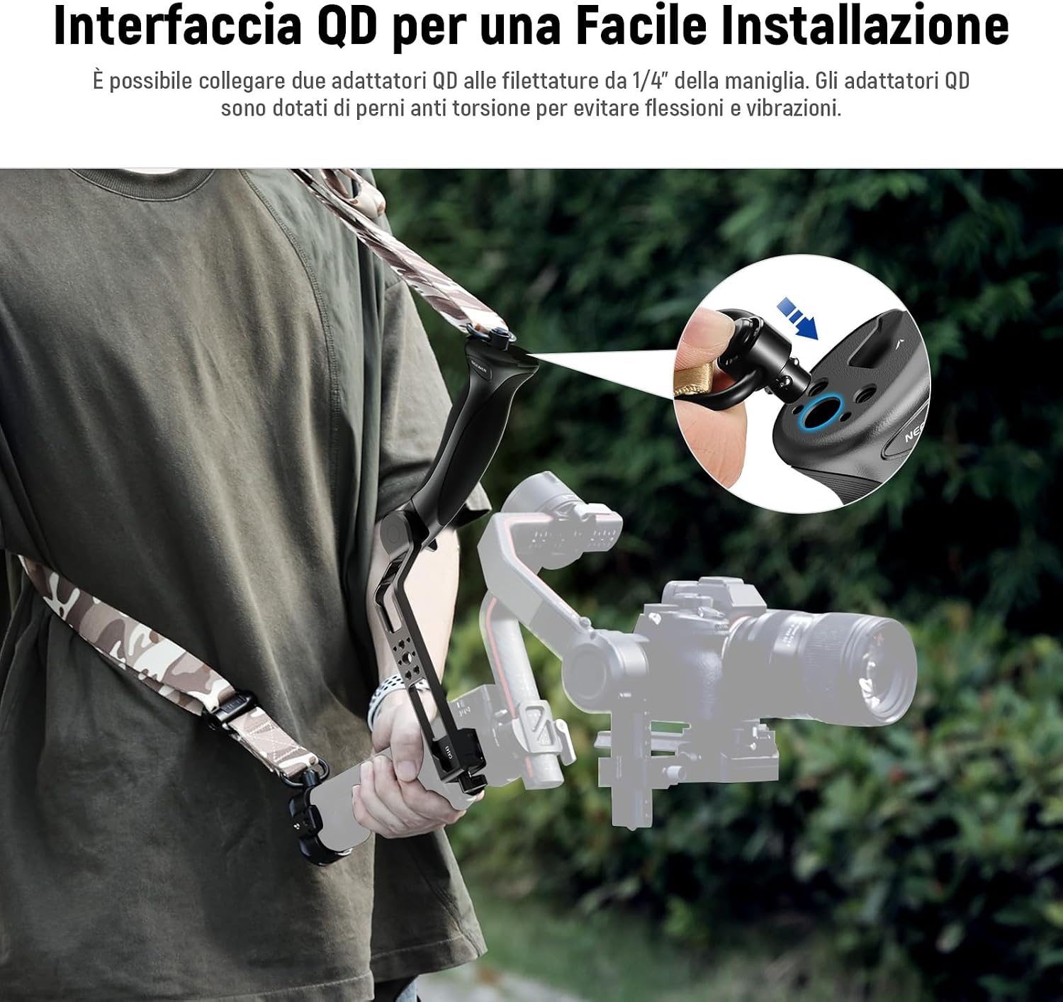 Detalle 2 de NEEWER Basic CA143, maniglia gimbal regolabile per riprese dal basso (compatibile con serie DJI Ronin RS)
