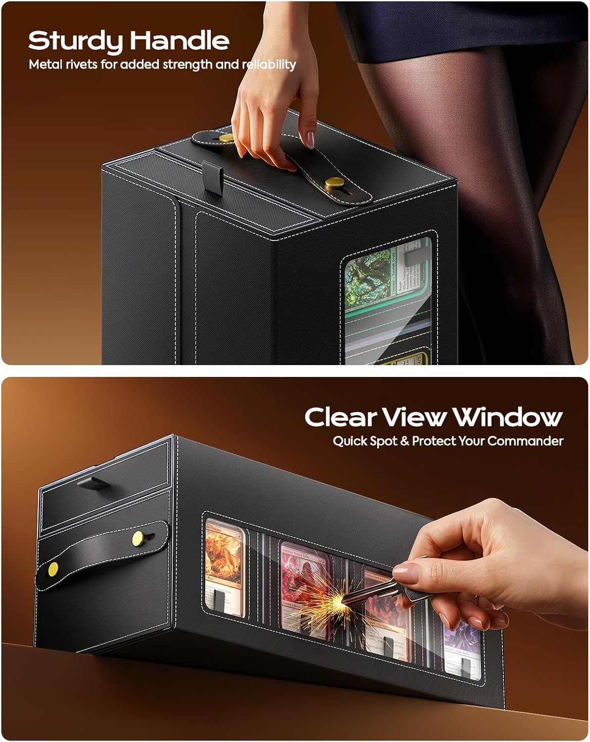 Detalle de MoKo Commander Deck Box for MTG: 8-Deck Modular Card Case with Playmat Storage & Dice Tray