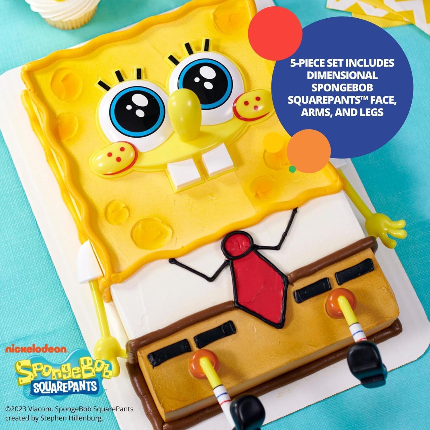 Detalle 2 de DecoSet SpongeBob SquarePants Creations 5-Piece Cake Topper 🎂