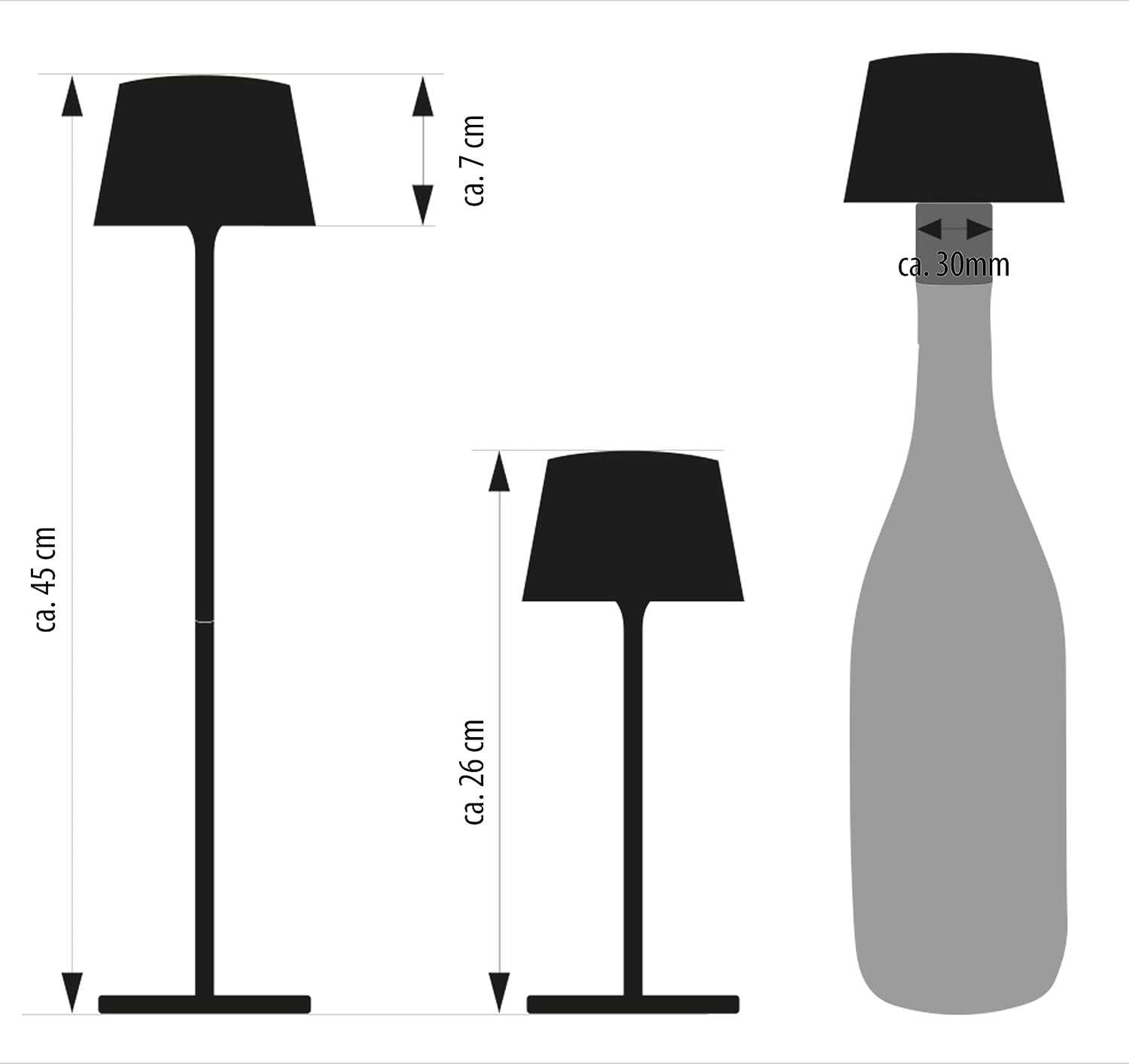 Detalle de Northpoint 3in1 LED Tischlampe Flaschenleuchte – flexible Lichtlösung für Innen & Außen