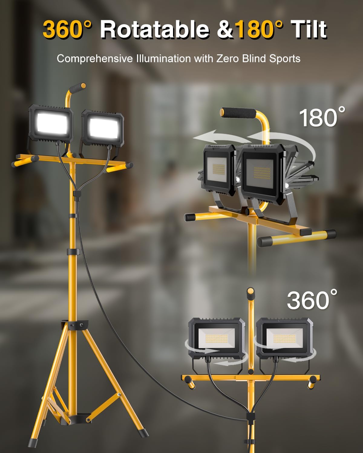 Thumbnail 2 de JC-LGL RMS-L231180 80W Dual-Head LED Work Light, 10,000 Lumens, IP65
