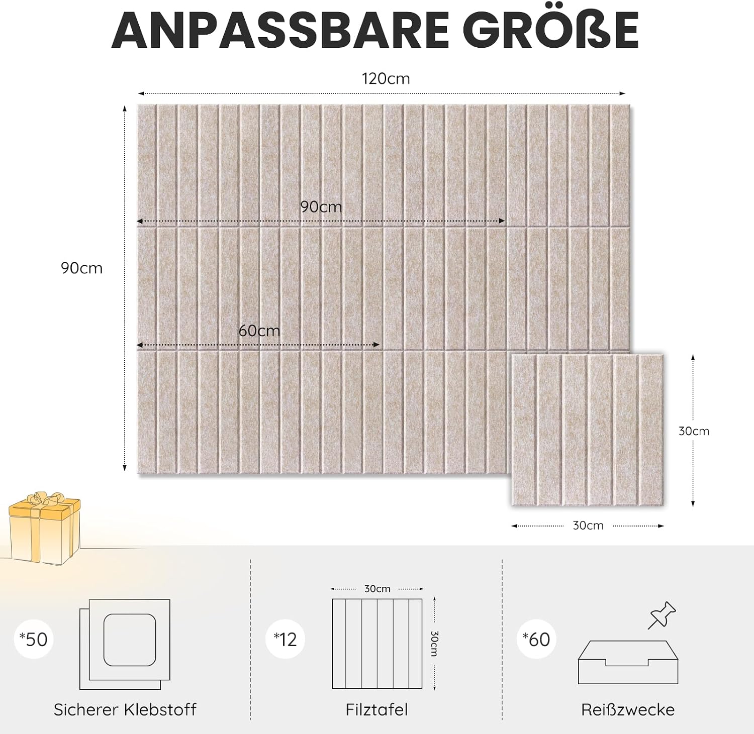 Thumbnail 6 de Filz Pinnwand Selbstklebend 120 x 90 cm – 12er Set als nachhaltige Alternative zur Korkwand