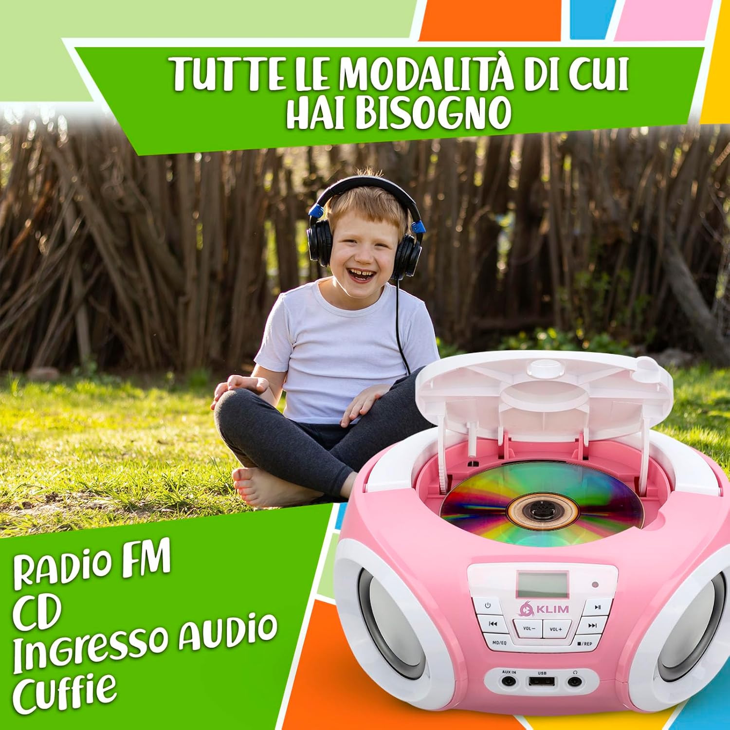 Detalle de KLIM Candy Kids lettore CD portatile rosa