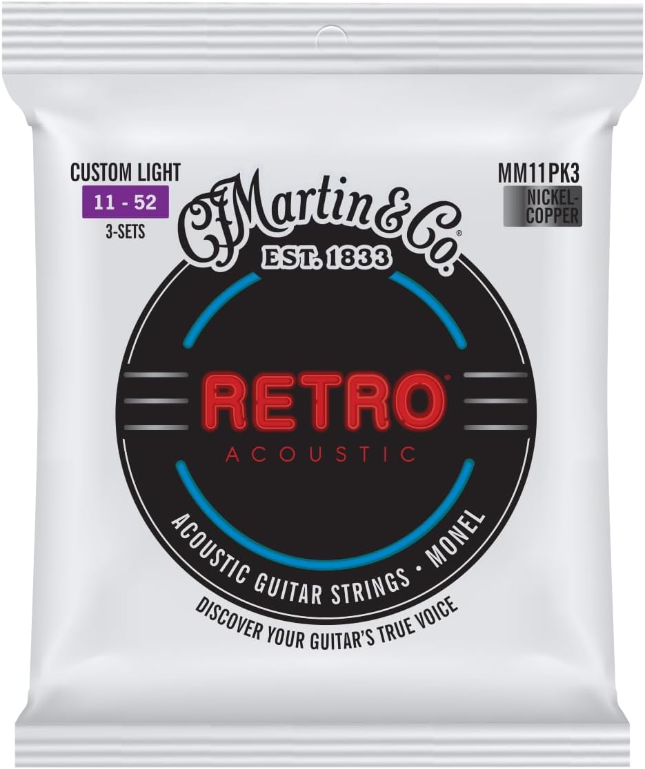 Detalle de Martin 41Y23MM11PK3 Retro Monel-snaren voor akoestische gitaar, 11-52