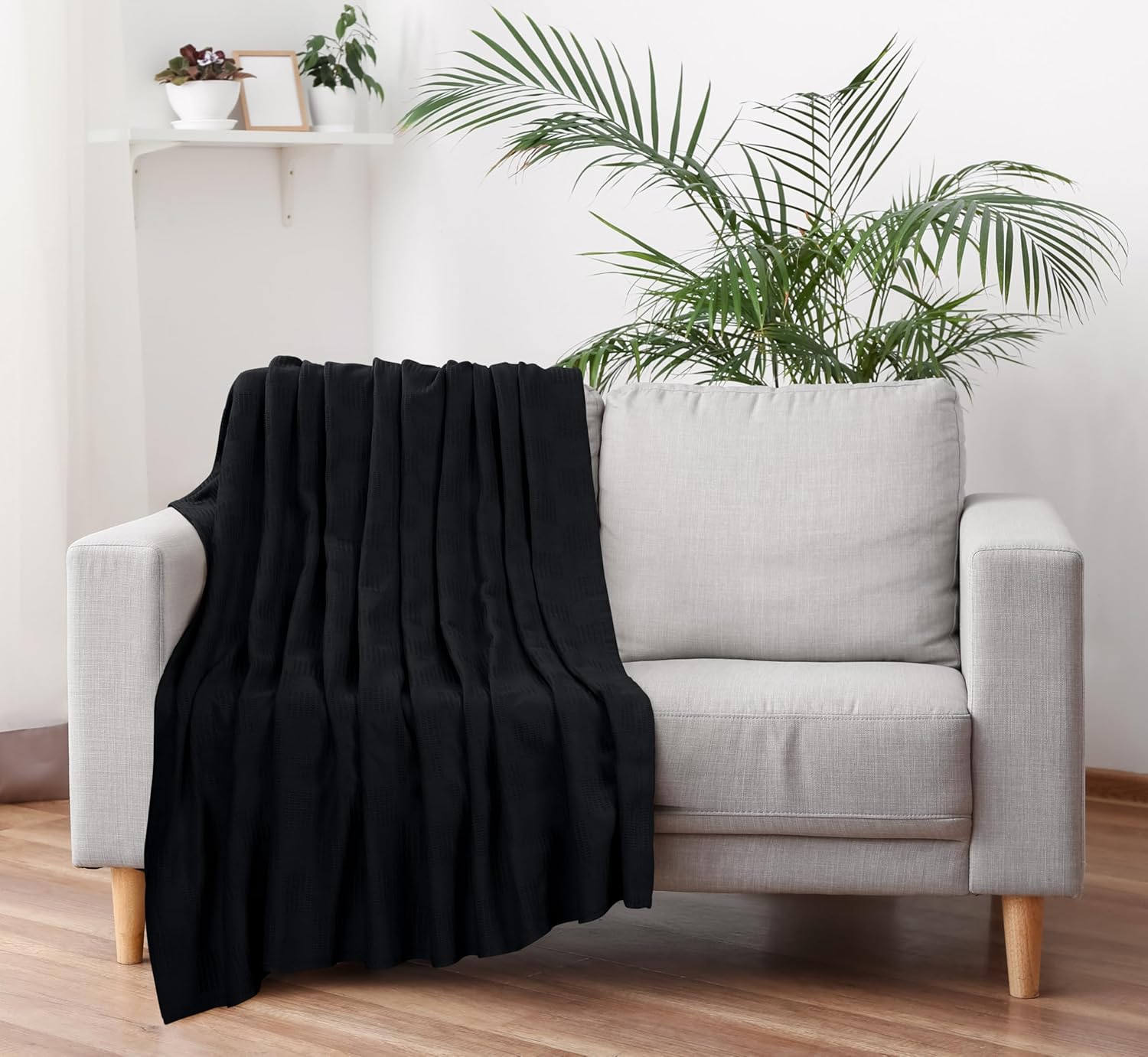 Thumbnail 6 de Utopia Bedding 100% Cotton Thermal Blanket, Black Queen, 90 x 90 Inches