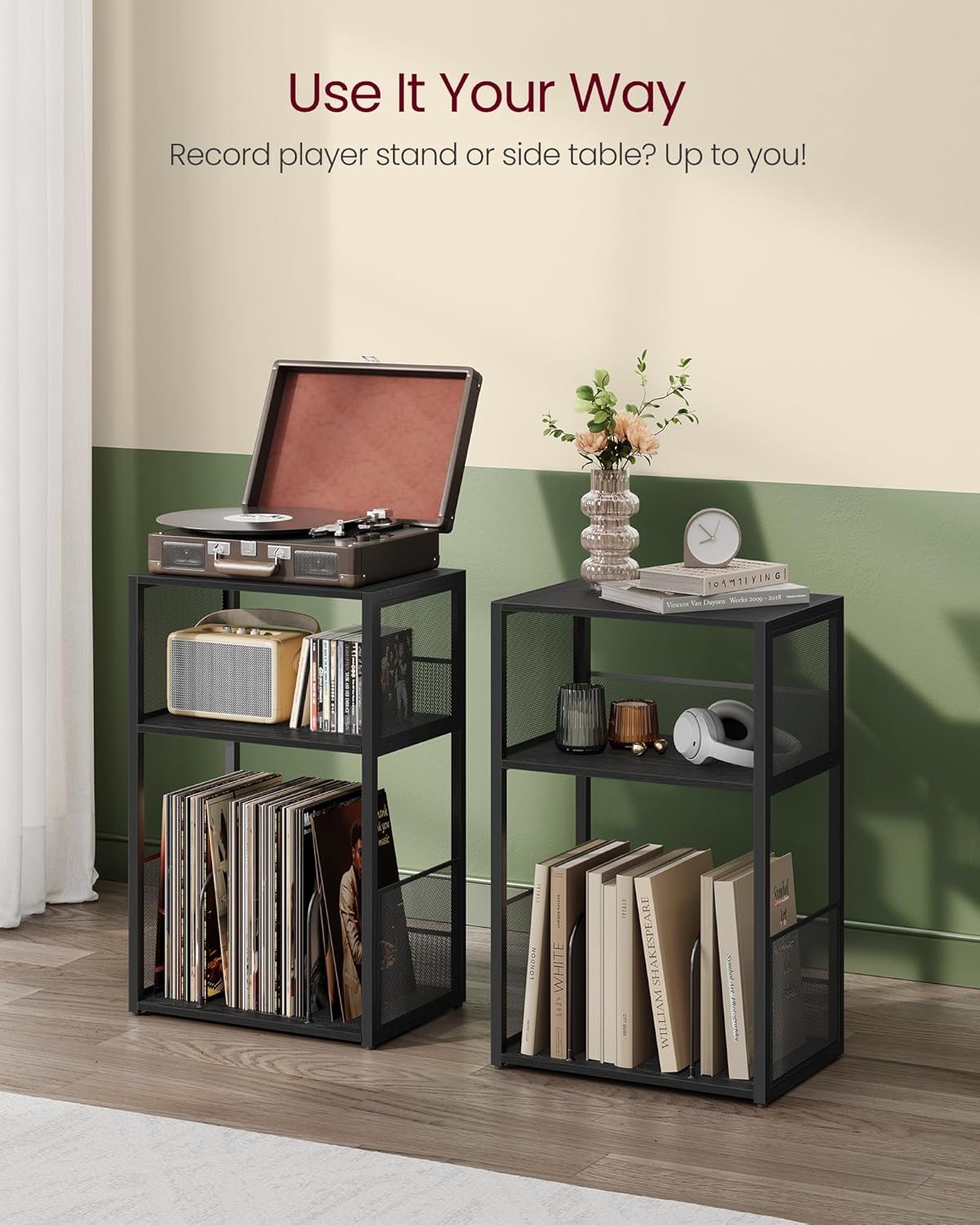Thumbnail 5 de VASAGLE Record Player Stand 3-Tier Side Table (Ebony Black, ULET275B01)