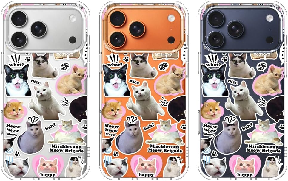 Thumbnail 2 de MOSNOVO for iPhone 17 Pro Max Case with Buffertech Shock Absorption, Clear Cat Brigade Design, Camera Control