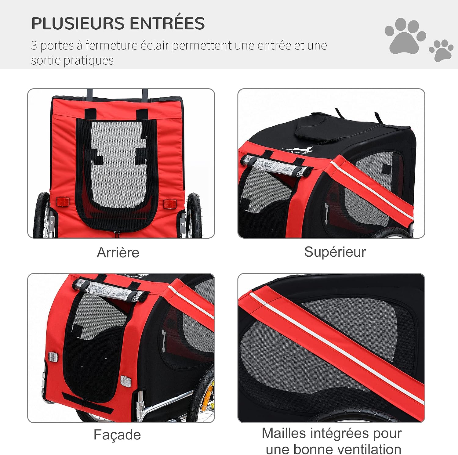 Thumbnail 3 de PawHut Remorque vélo pour Chien Animaux Pliable 30 kg
