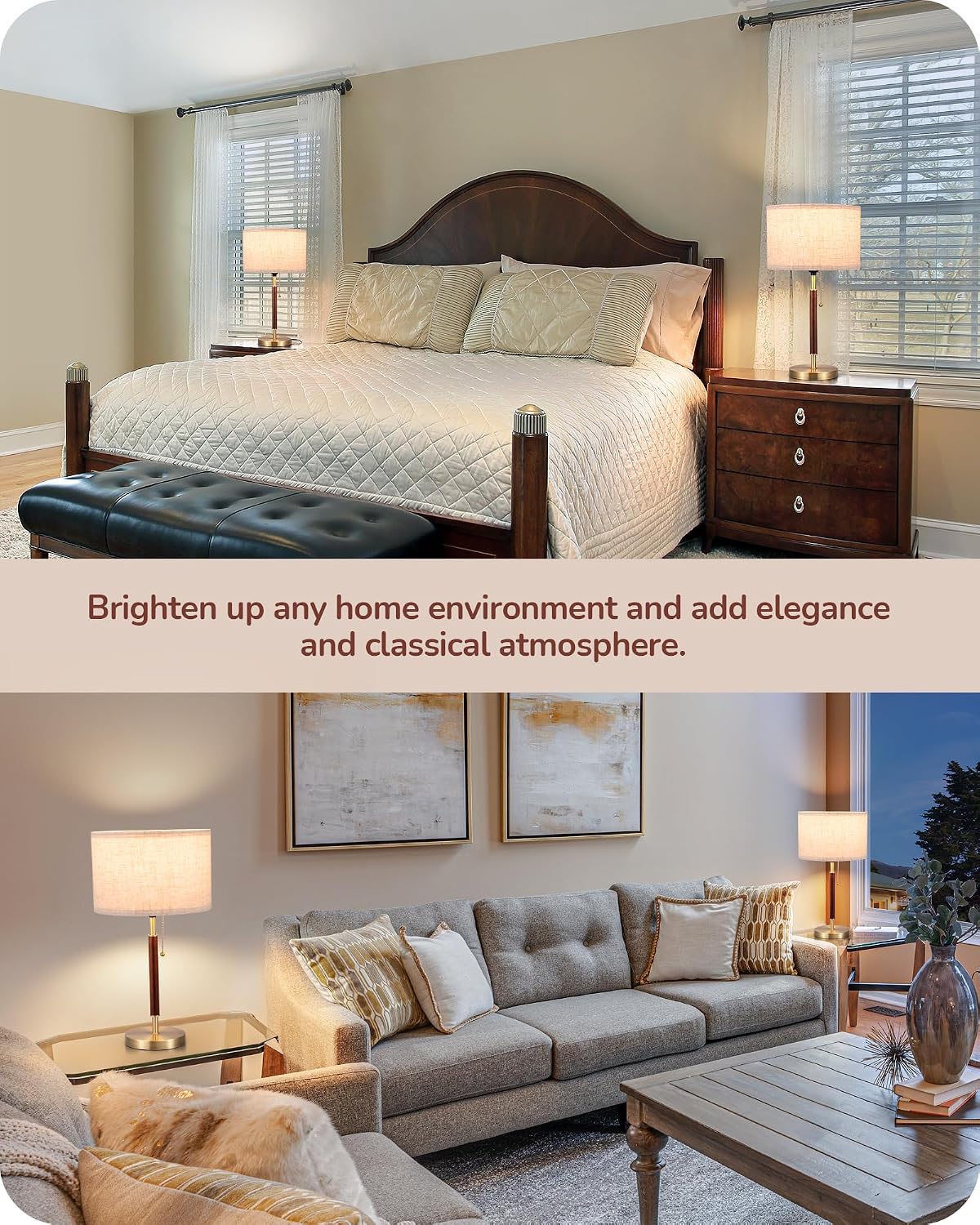 Thumbnail 6 de EDISHINE UT1574 Mid-Century Table Lamps, 2-Pack with Linen Shades