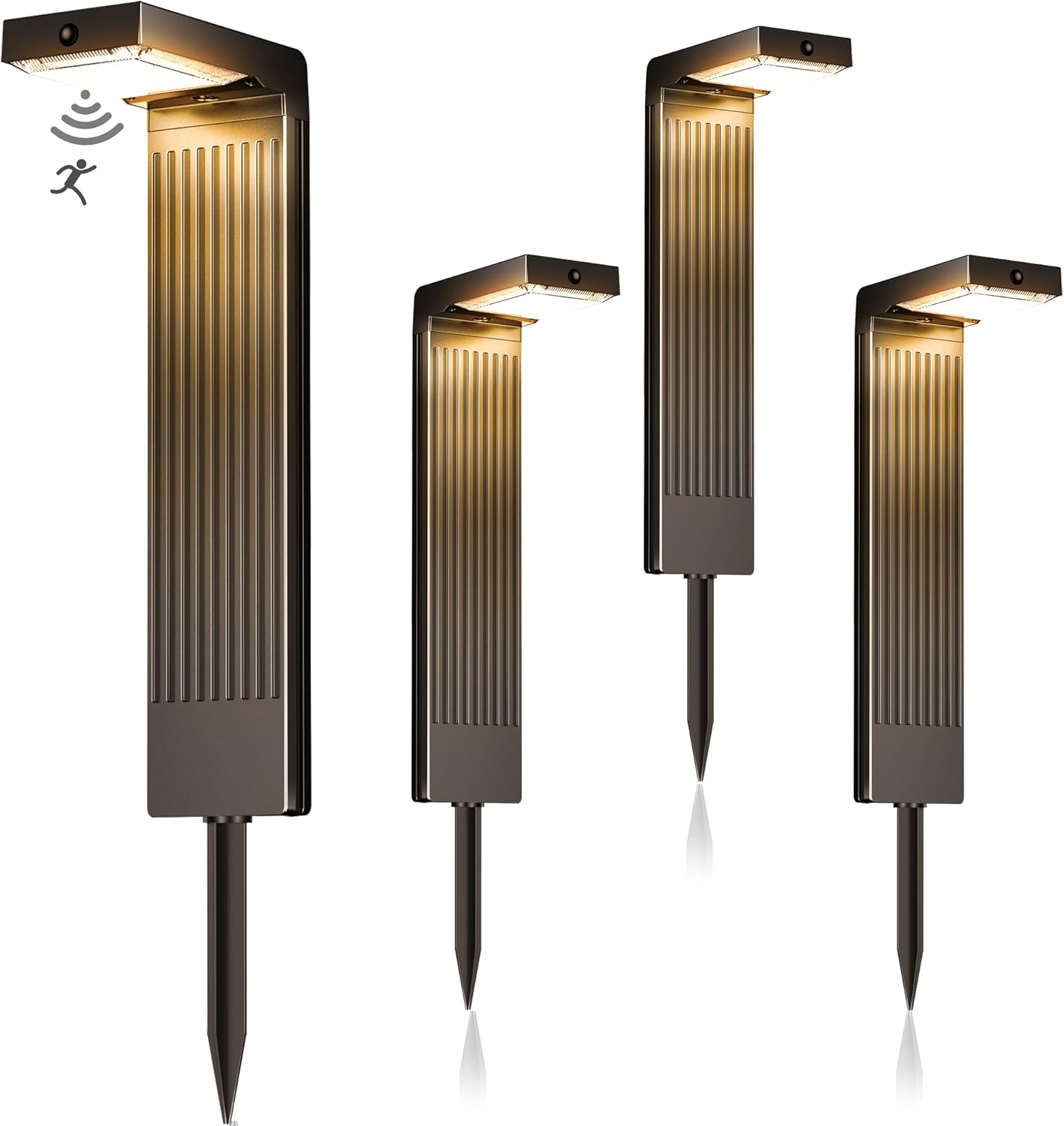 Detalle de iseeway Solarleuchten Außen-Set (4 Stück) mit Bewegungsmelder, 400 lm, Farbwechsel 3000K/6500K, IP65