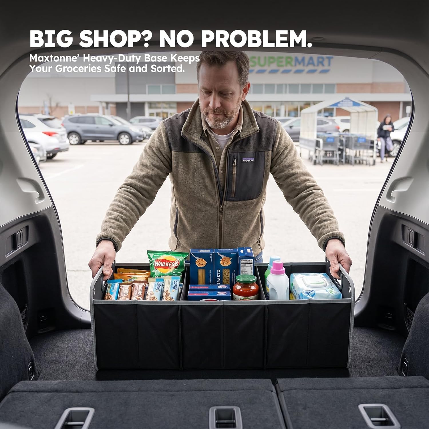 Thumbnail 2 de Maxtonne Car Boot Organiser: Heavy-Duty 50L 3-Compartment Storage for SUVs and Hatchbacks