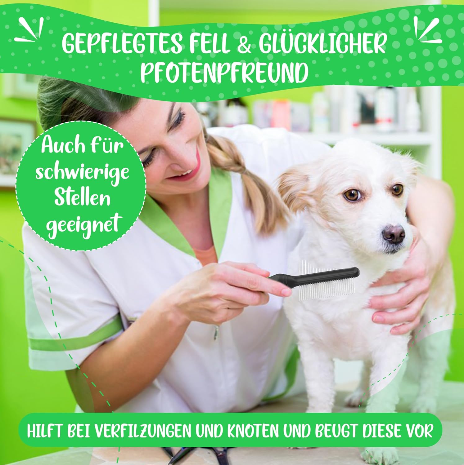 Detalle 2 de Golden Pets Fell-Entwirrer Kamm für mittel bis langhaar 1 Stk
