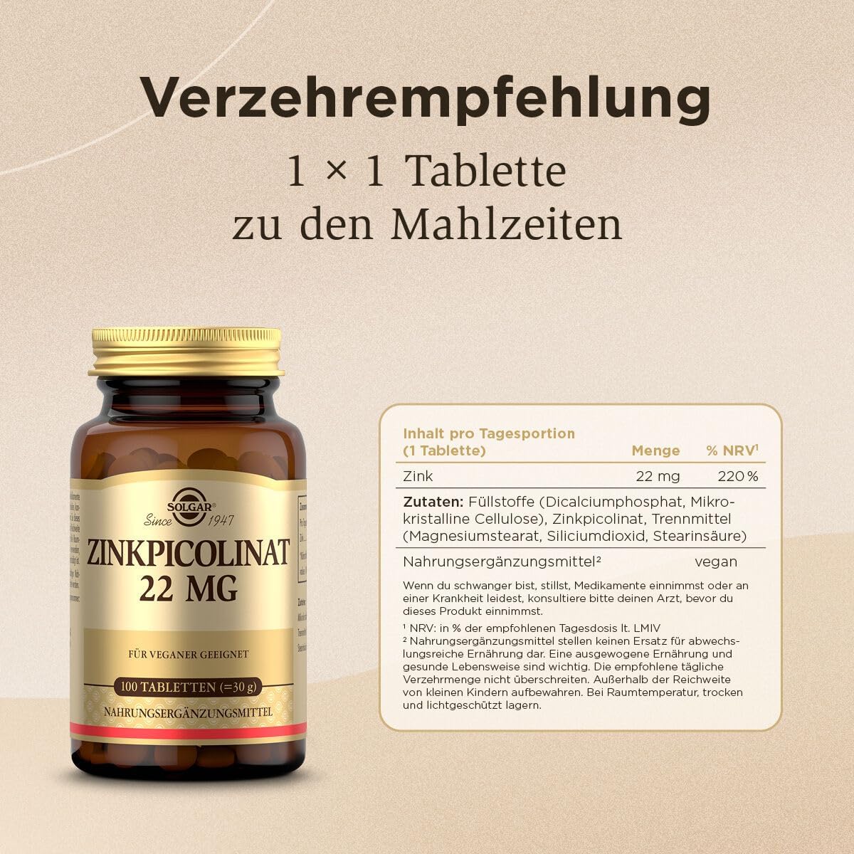 Thumbnail 4 de Solgar Zinkpicolinat – vegane Zink-Tabletten für Immunsystem, Haut, Haare & Nägel