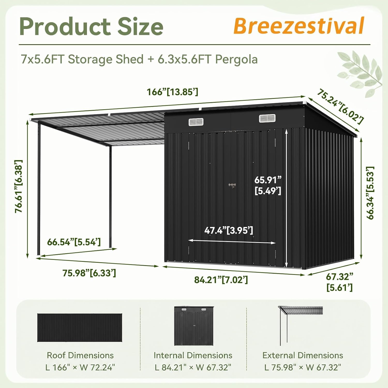 Detalle 2 de Breezestival Shed and Gazebo Combo 14x6FT