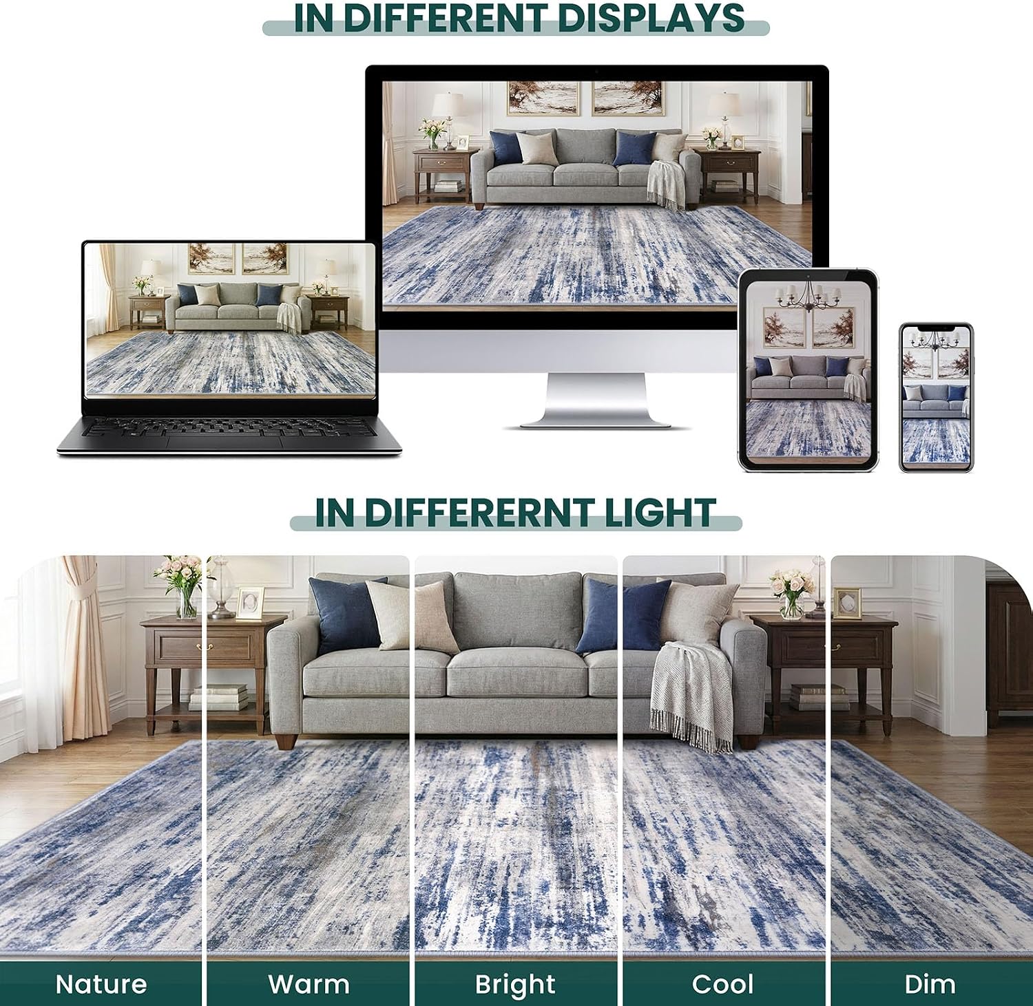 Detalle de KOZYFLY Modern Abstract Washable Rug Runner (2x6) for Hallways, Entryways & More