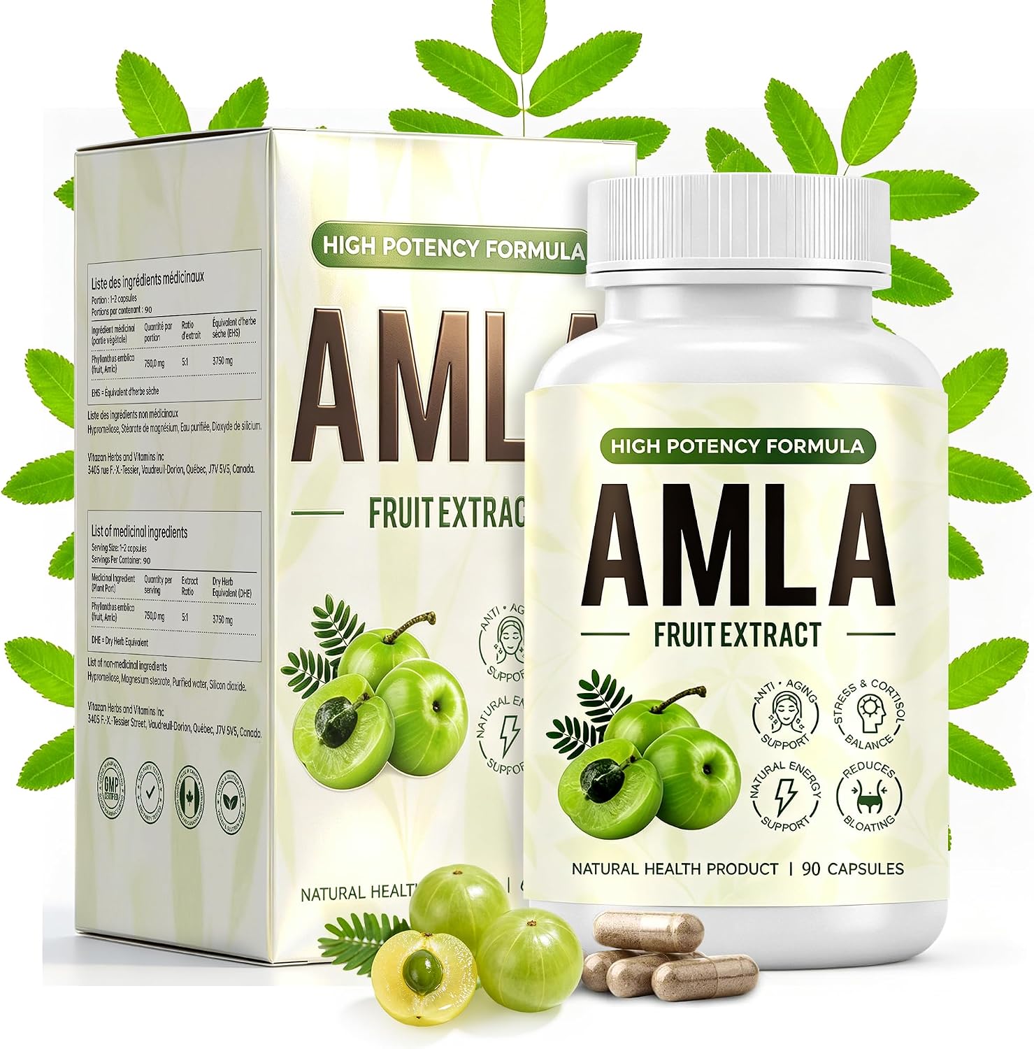 Detalle de RINKMO Organic Amla Capsules, 90 Count Ayurvedic Herbal Supplement