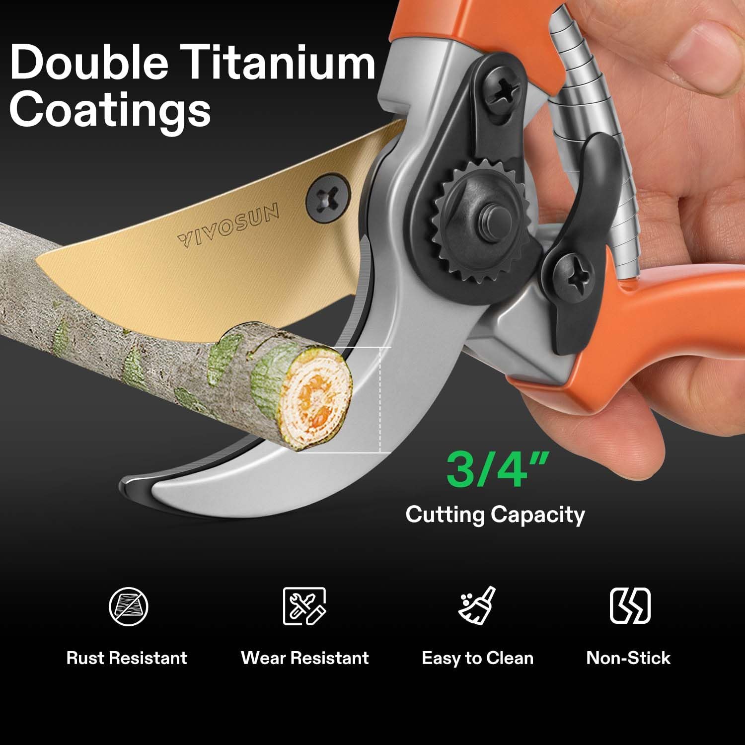 Thumbnail 4 de VIVOSUN Sécateur à lame franche de 20,3 cm — coupe nette jusqu’à 1,9 cm