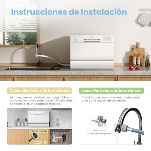 Thumbnail 6 de Comfee CDWMT0602EWD-EU: Lavavajillas de Sobremesa Compacto con 6 Programas para 2–3 Personas