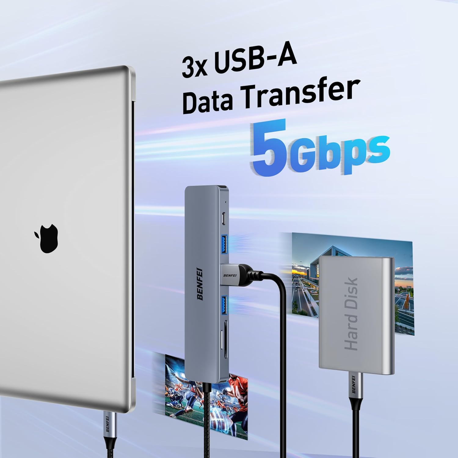 Thumbnail 3 de BENFEI USB C HUB 7in1 100W Power Delivery