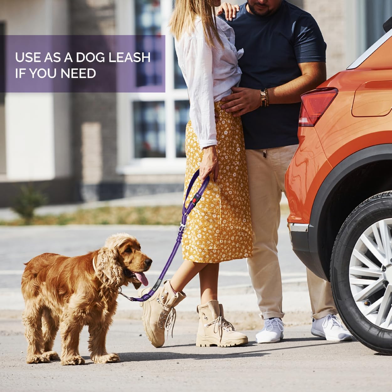 Thumbnail 3 de Comfortable Dog Seat Belt Harness for Car (Purple) – 2-in-1 leash and restraint to headrest with 360° swivel