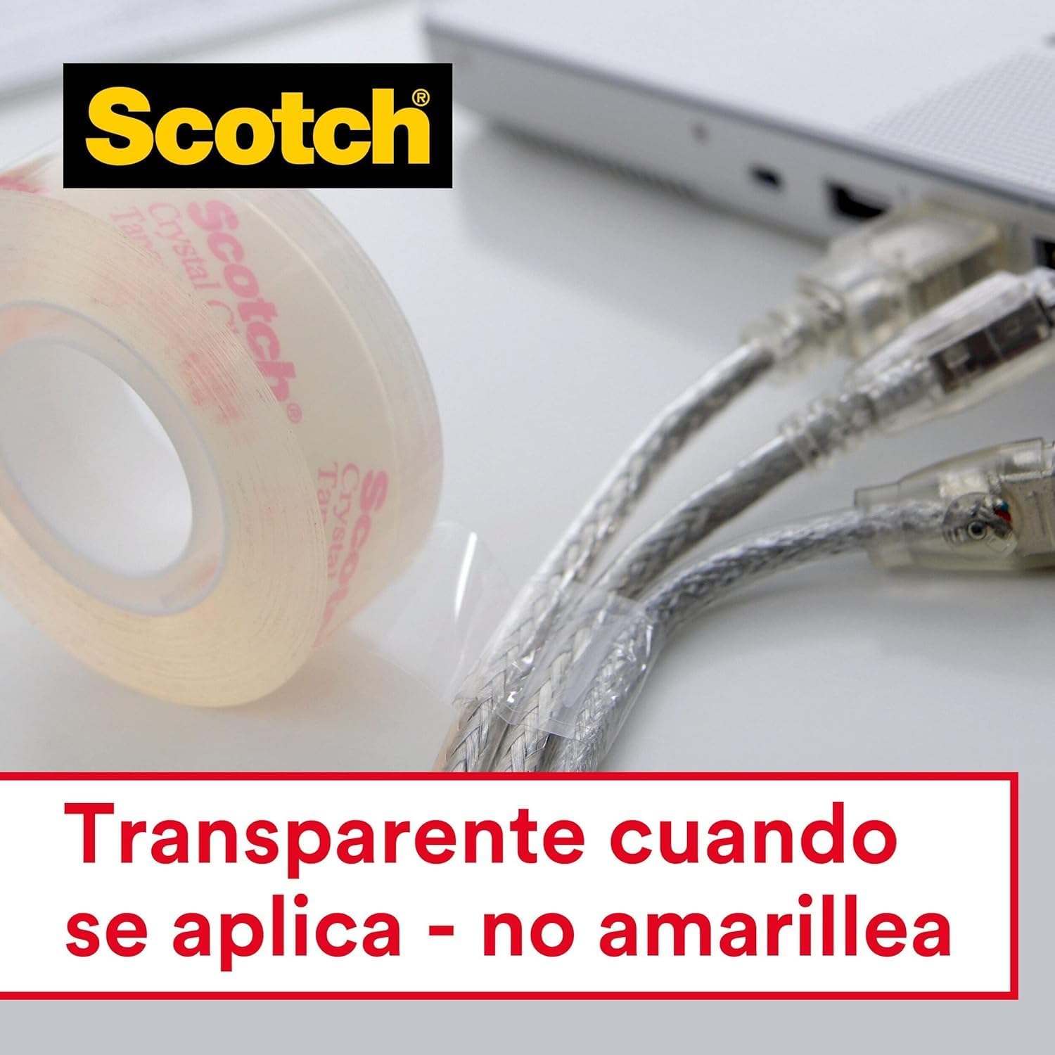 Detalle de Scotch Crystal Tape Nastro Adesivo Trasparente – 8 Rotoli, 19 mm x 33 m