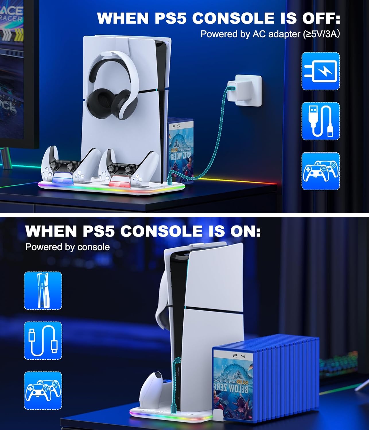 Thumbnail 3 de HELLCOOL PS5 Ständer mit Lüfter – All-In-One Halterung für PS5 Slim, Disc- und Digital Edition