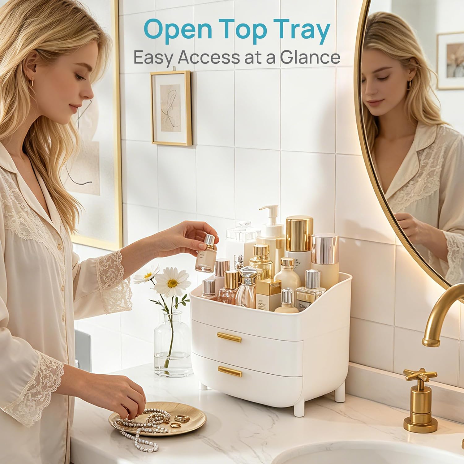Detalle de Vtopmart 3-Tier Makeup Organizer with Drawers