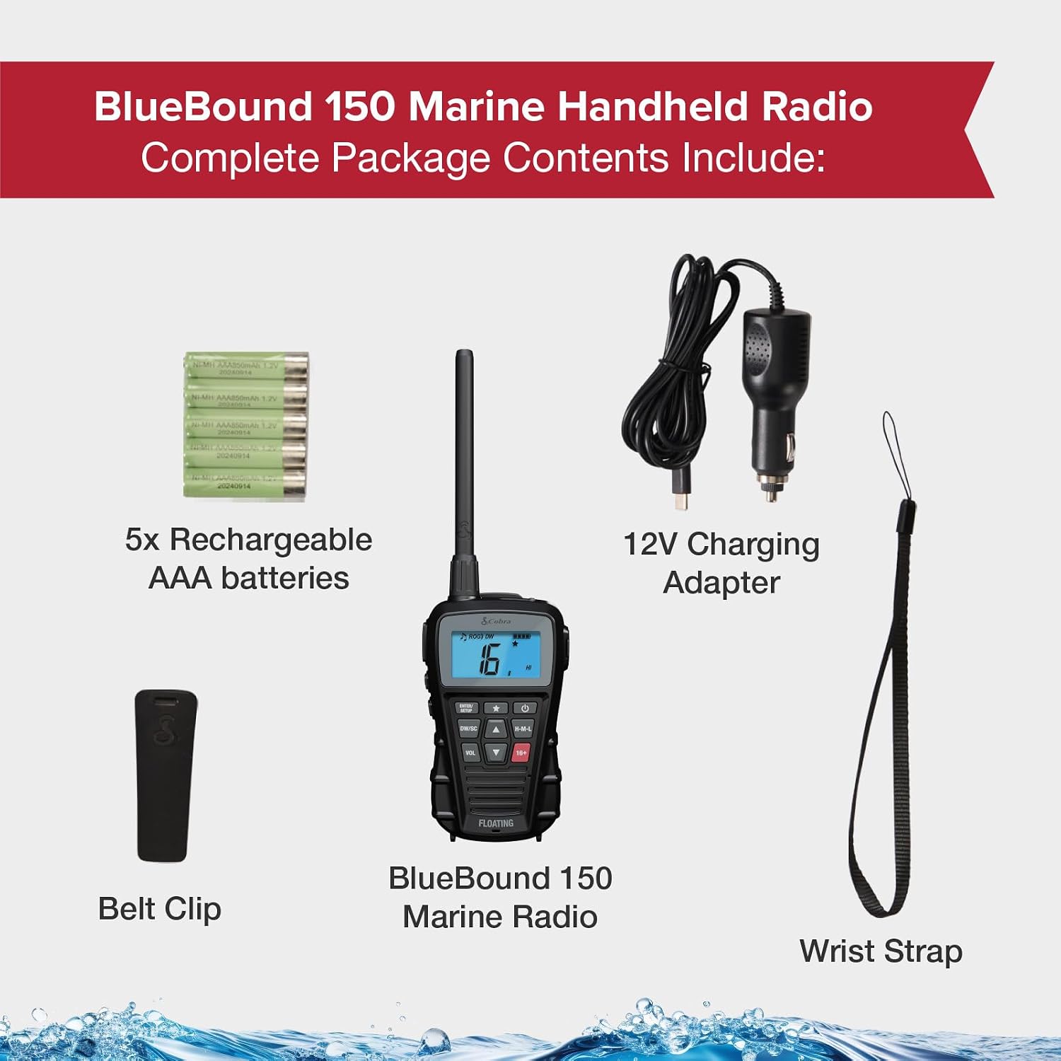 Thumbnail 4 de Cobra BlueBound 150 0190009-2 Handheld VHF Marine Radio, 3 Watt, IPX7