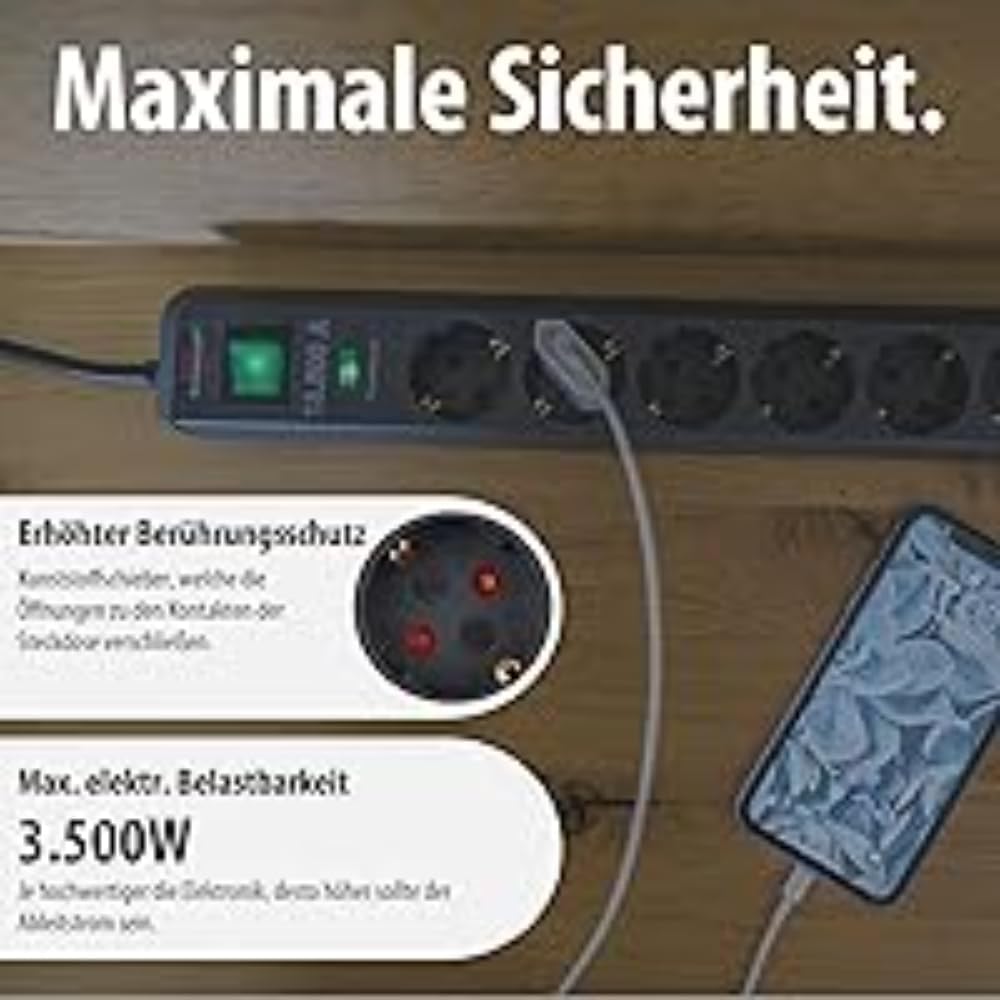 Thumbnail 4 de Brennenstuhl Eco-Line 6-Fach Steckdosenleiste mit Überspannungsschutz, anthrazit, 5 m Kabel