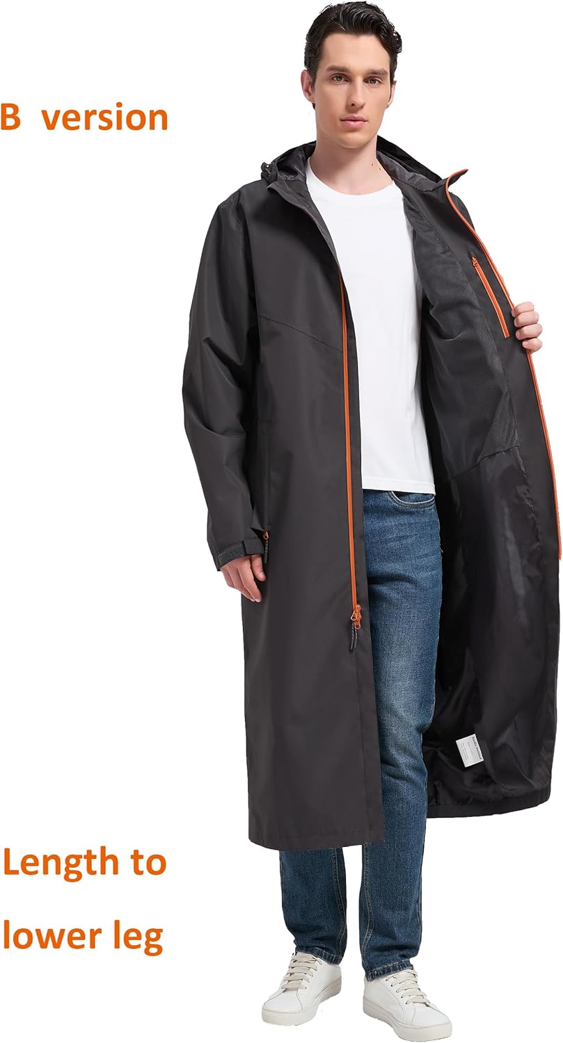 Thumbnail 3 de NORDIC OUTLAND Rain Jacket Men: Waterproof, Breathable Long Raincoat with Hood