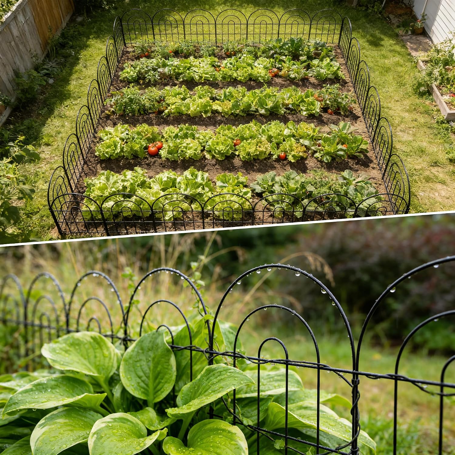 Detalle de Thealyn Metal Garden Fence 60cm H x 33cm W (25 Panels, 8.2m Total) No-Dig Outdoor Border Fence for Flower Beds, Yard, and Dog Enclosures