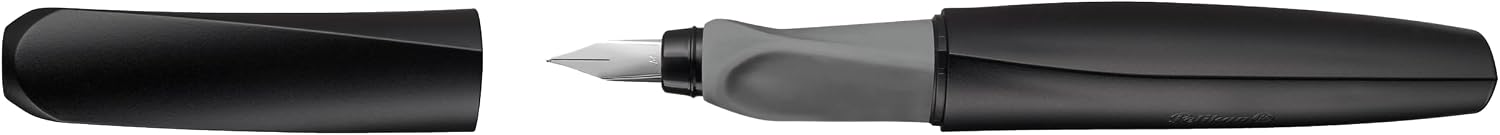 Detalle 2 de Pelikan Twist Füllhalter – Edelstahlfeder, M, Schwarz, inkl. Tintenpatrone
