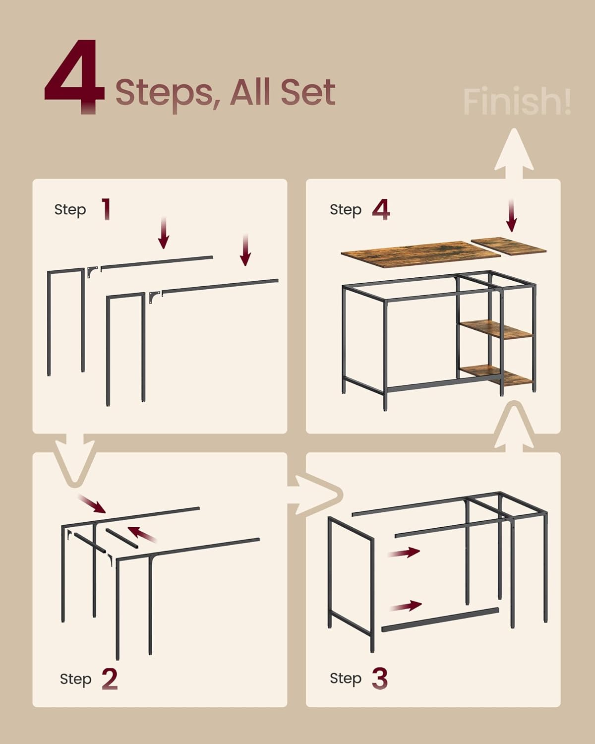 Thumbnail 6 de VASAGLE LWD47X computer desk 120 x 60 cm