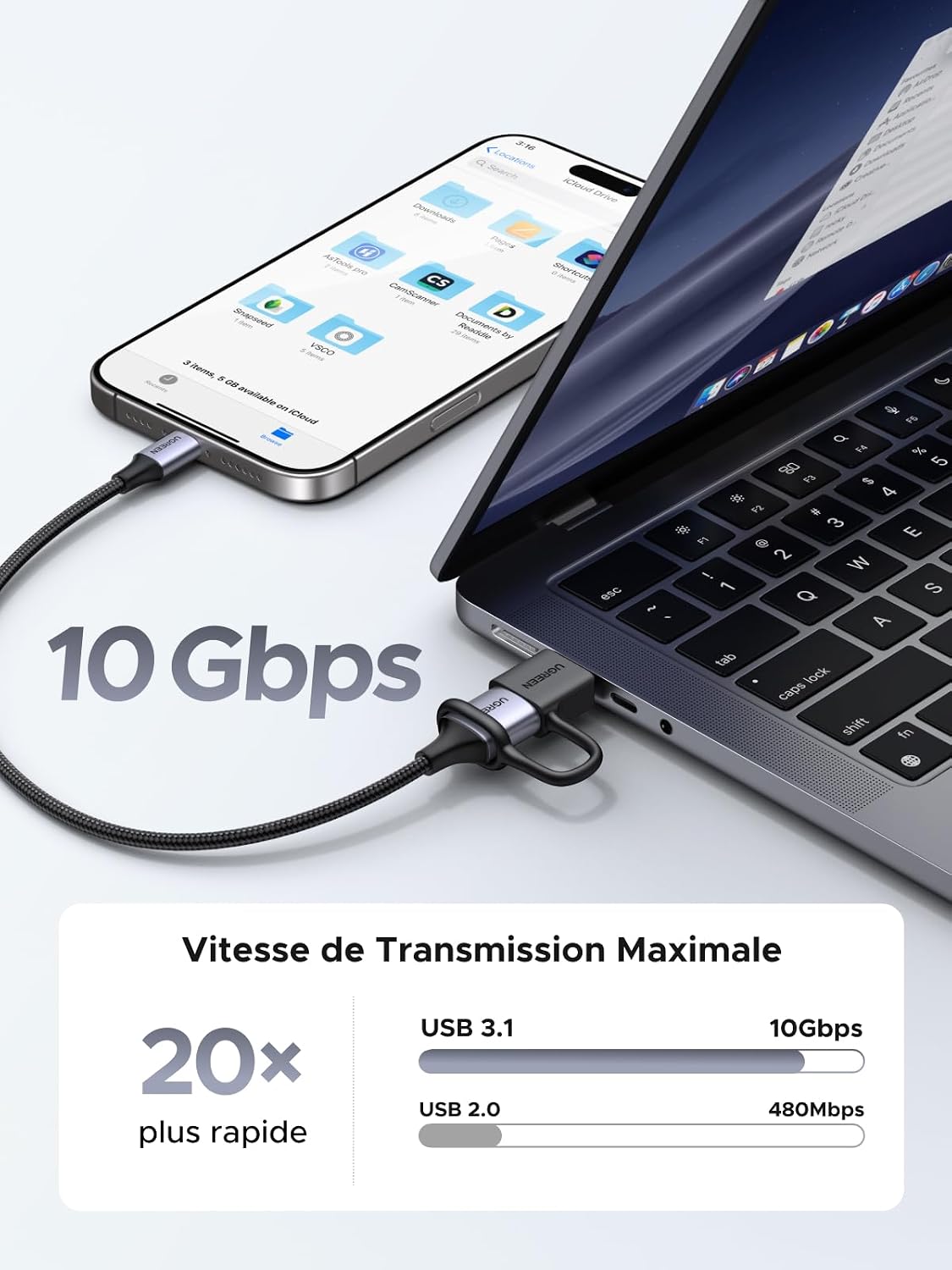 Detalle 2 de UGREEN Adaptateur USB C vers USB A 10Gbps