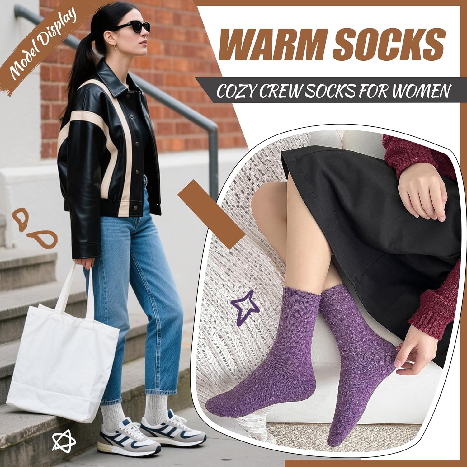 Thumbnail 4 de EBMORE Merino Wool Thermal Socks 5 Pairs