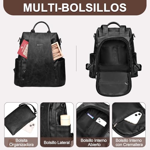 Thumbnail 5 de Eshow Mochila Antirrobo Mujer con Neceser Pequeño: versátil, impermeable y segura para trabajo, universidad y compras