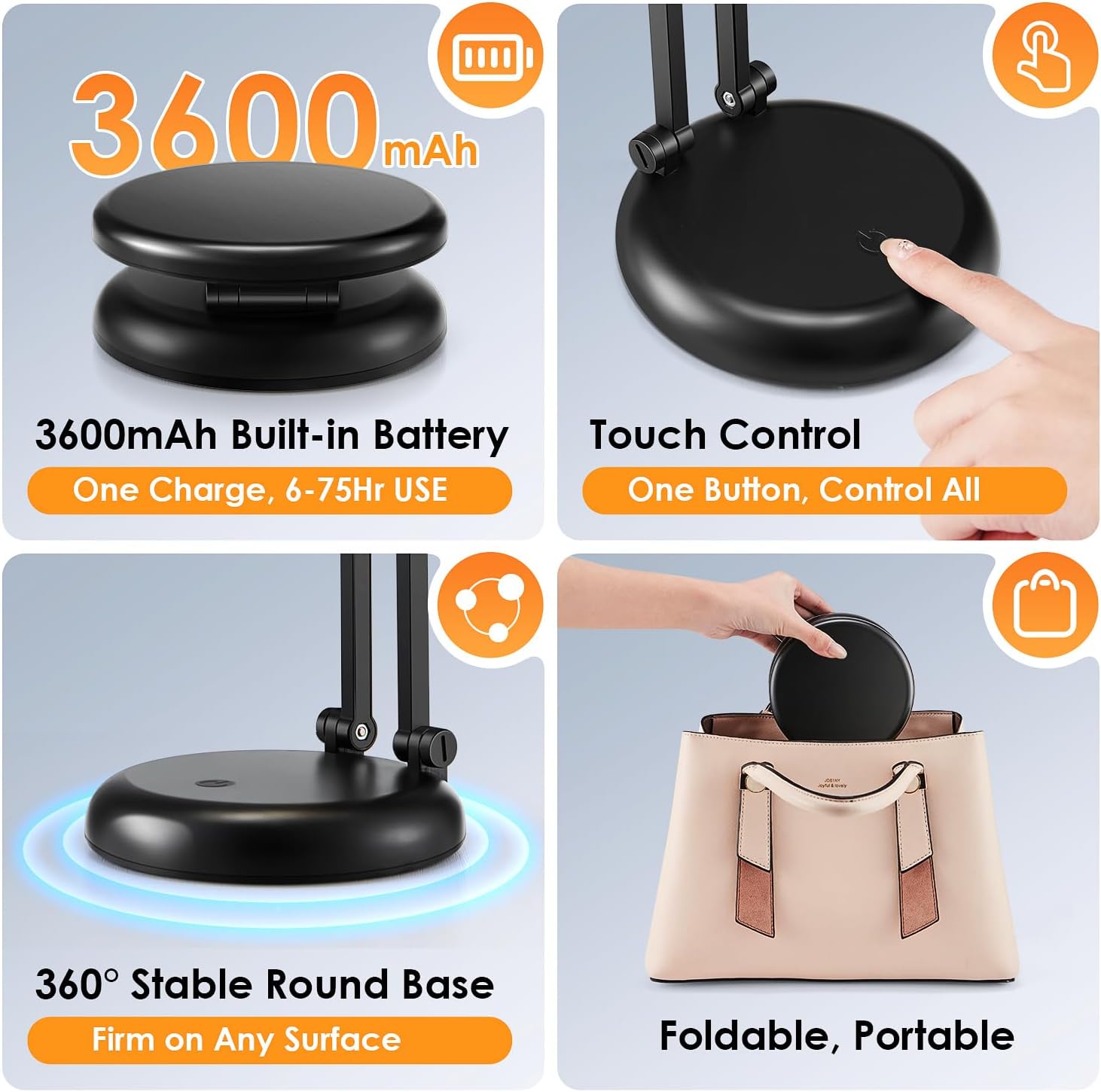Thumbnail 4 de One Fire WH-C17 Rechargeable Folding LED Table Lamp, 10 Brightness Levels