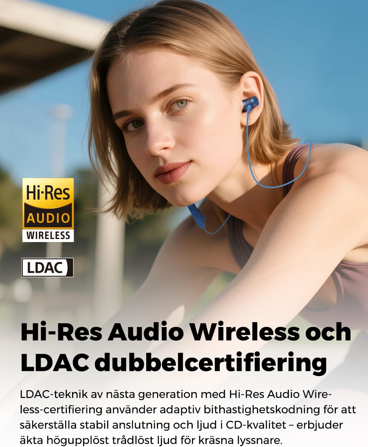 Detalle de SoundPEATS Q40HD: In-Ear Sport-Kopfhörer mit Nackenband, LDAC & 20h Akku