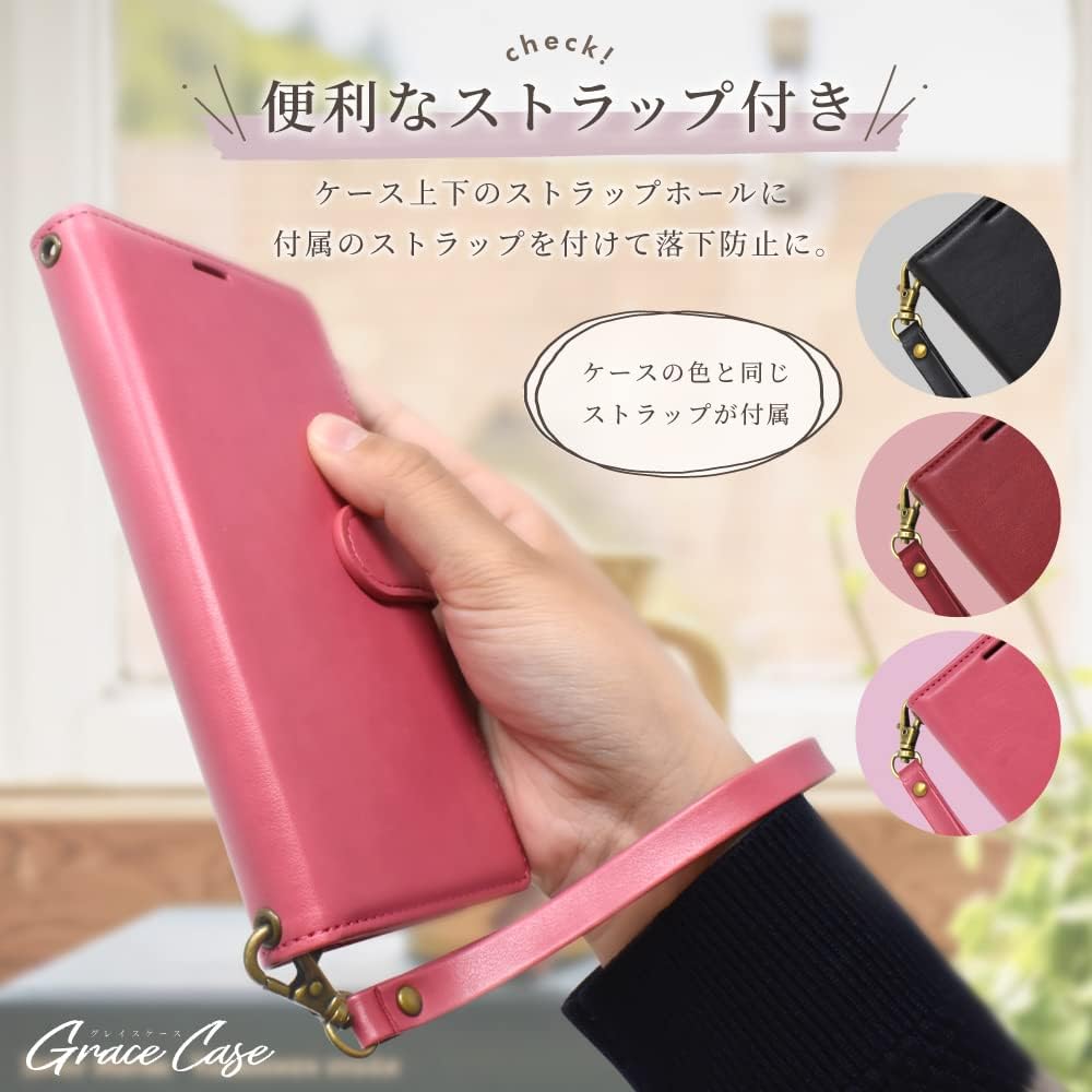 Detalle de shizukawill APIPSE4REQU 手帳型ケース iPhone 17e/16e用 カージナルレッド・カード収納・スタンド機能付き