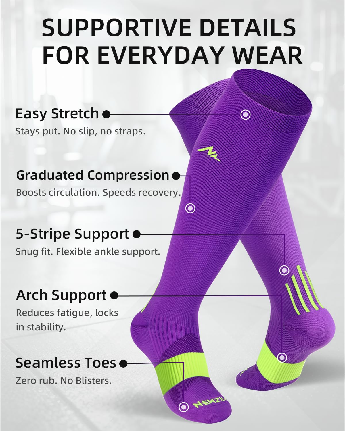 Thumbnail 3 de NEWZILL 24/7 Compression Socks, 20–30 mmHg, Knee-High, 3 Pairs