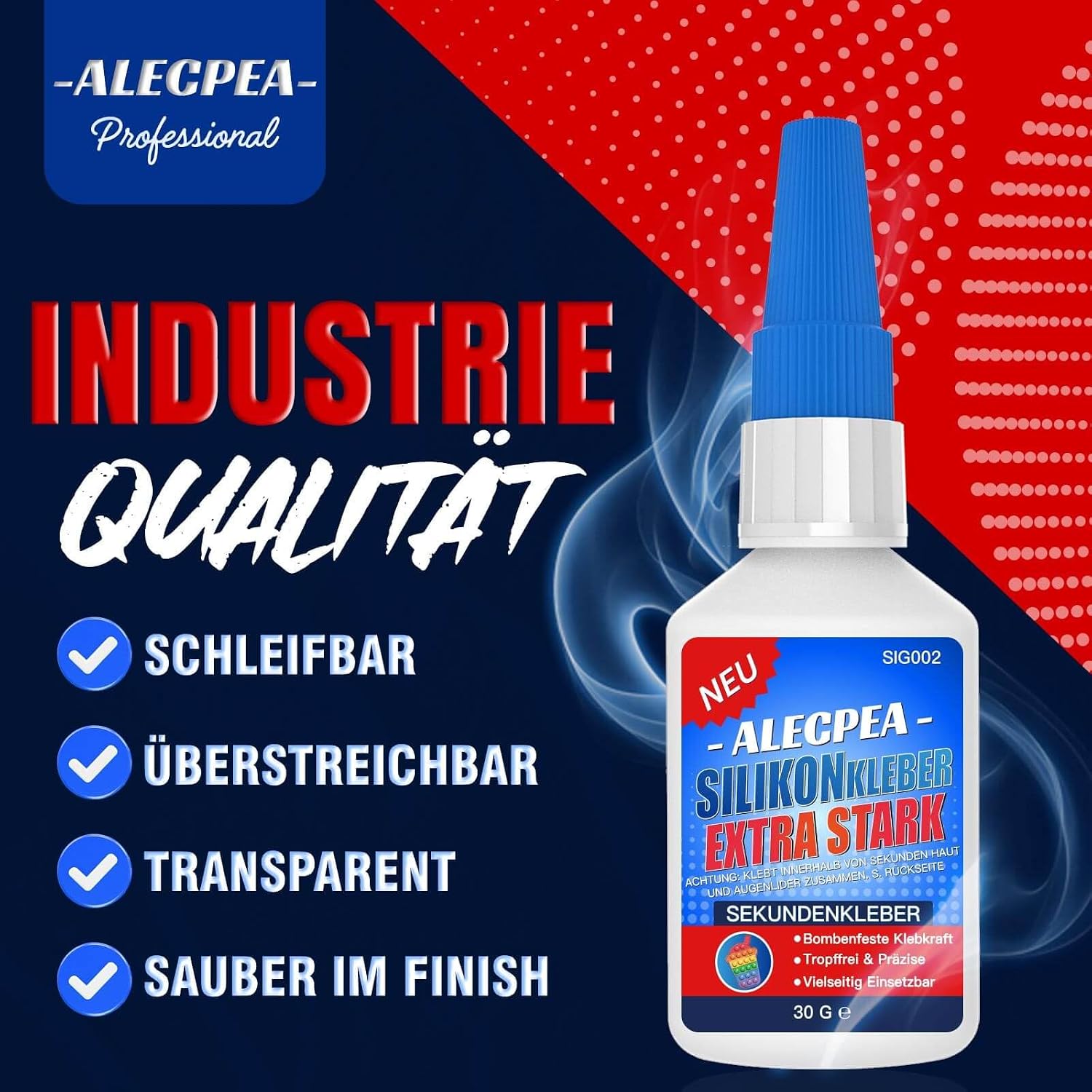 Thumbnail 2 de ALECPEA Silikonkleber transparent wasserfest – 30 g, 3 Röhrchen, schnelle Haftung