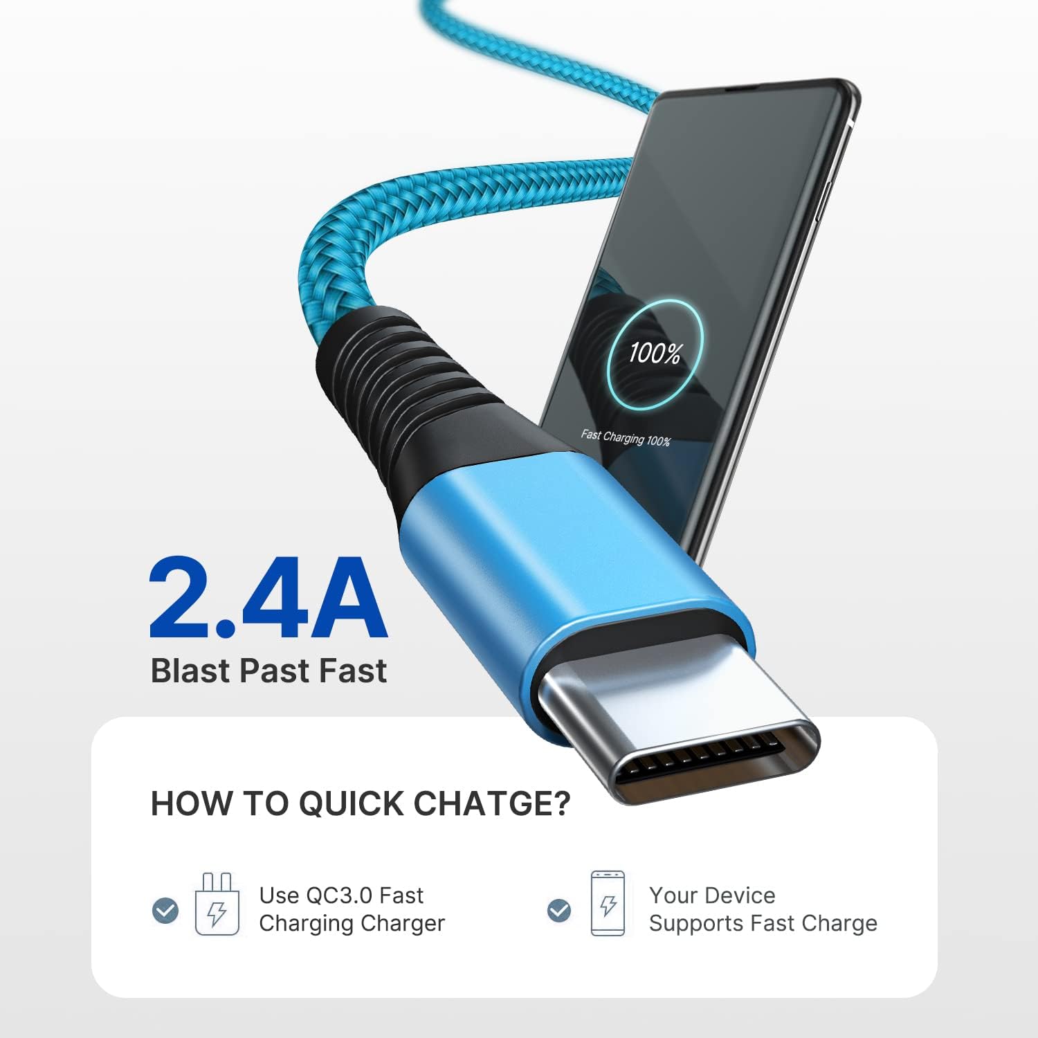 Thumbnail 1 de USB C Charger Cable 2m 3Pack for mobiles