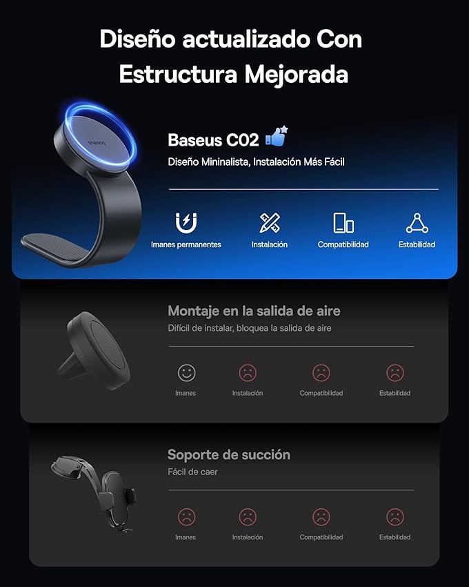 Thumbnail 6 de Baseus C02 Soporte Magnético para Coche 🚗 Compatible con iPhone y Samsung
