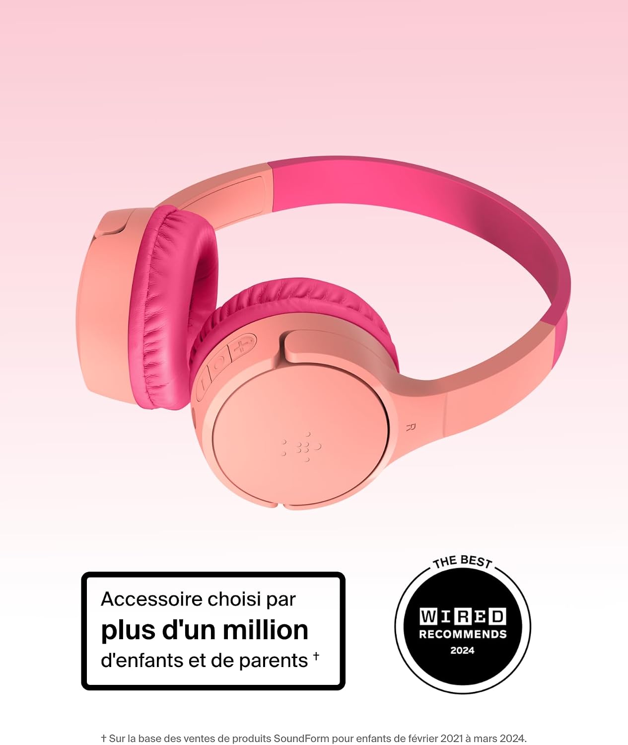 Detalle 2 de Belkin SoundForm Mini Rose Casque Audio sans Fil Enfants