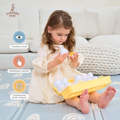 Detalle de SUPERBE BEBE: Juego Montessori para bebés y niños - Huevos de plástico para combinar formas y colores