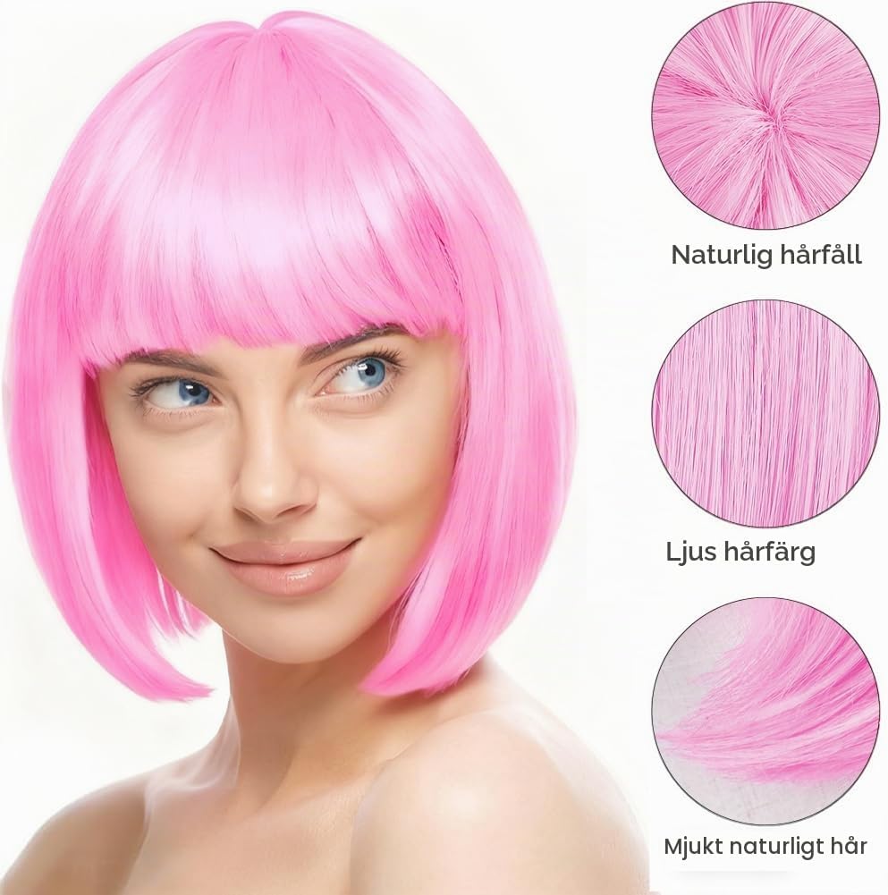 Thumbnail 2 de AUYAO 5413733 kort neonbobperuk i syntetiskt hår med justerbara remmar