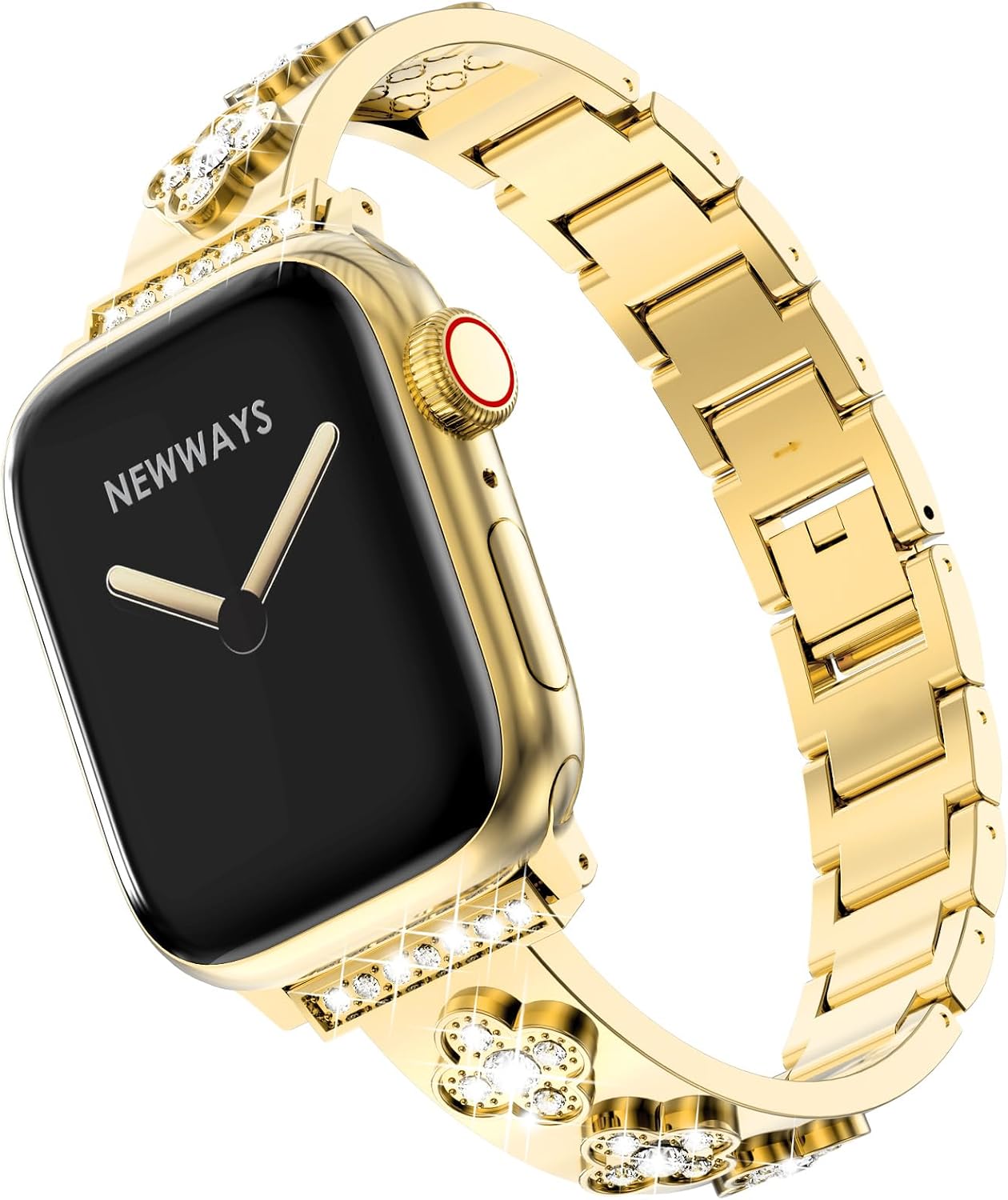 Detalle de NewWays Bling Straps stainless steel bracelet strap for Apple Watch (Gold, 38–42mm)