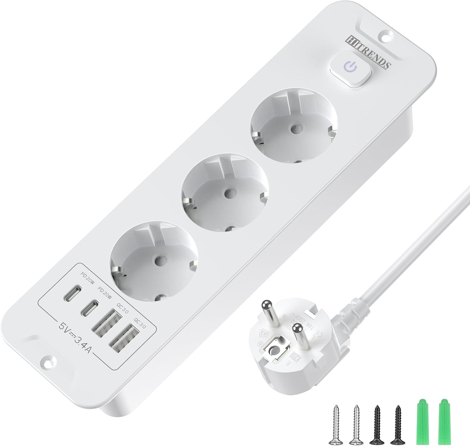 Detalle de Versenkbare Steckdose mit USB 7‑in‑1