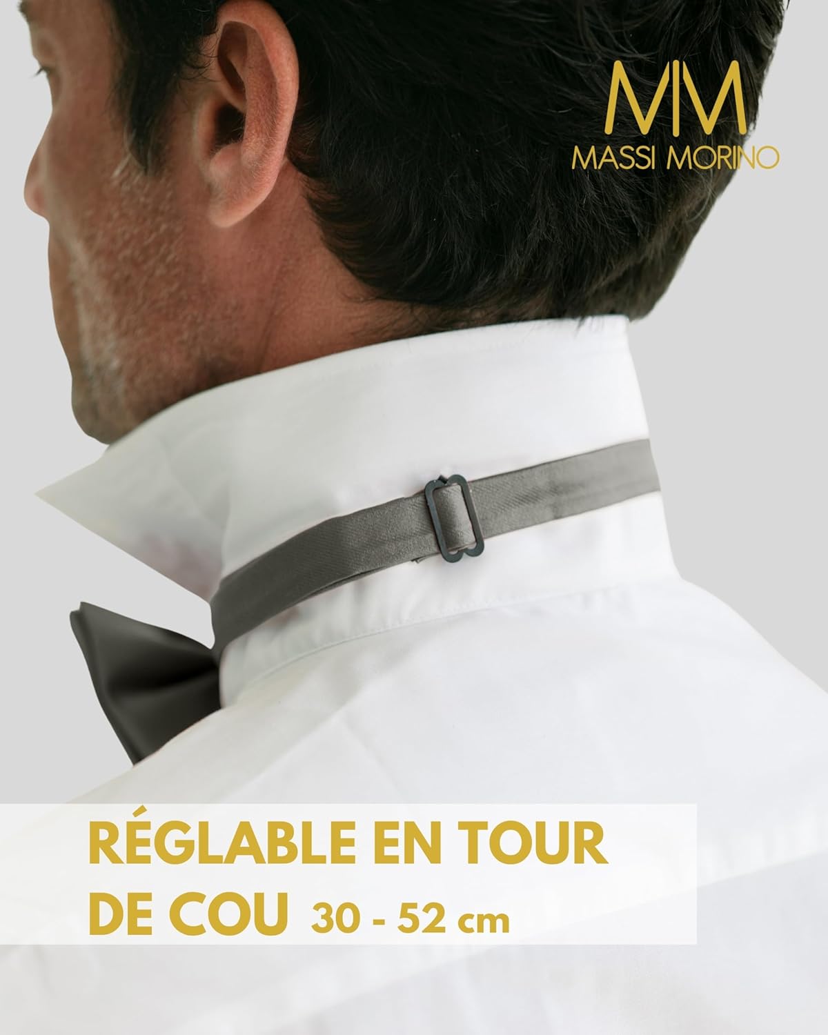 Thumbnail 2 de Massi Morino nœud papillon homme pré-noué et ajustable, unicolore