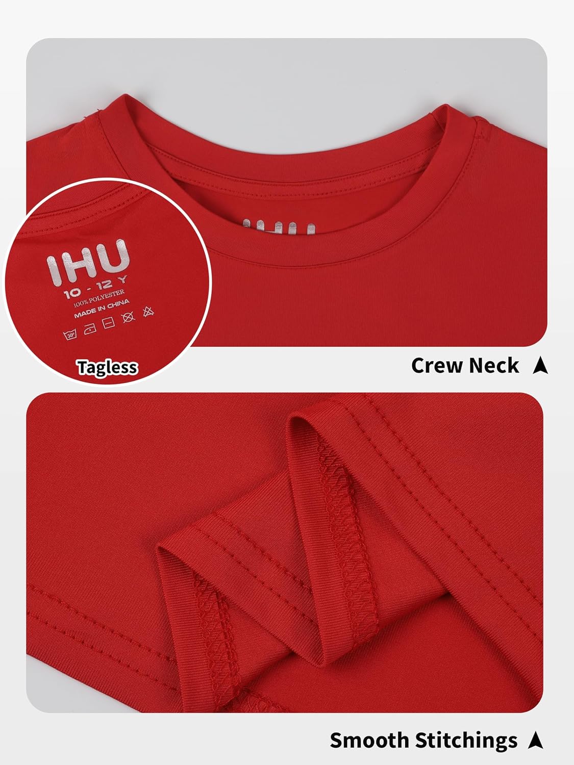 Detalle de IHU Boys Neon UPF 50+ Dry-Fit Short-Sleeve Rash Guard, Kids 2T–Youth